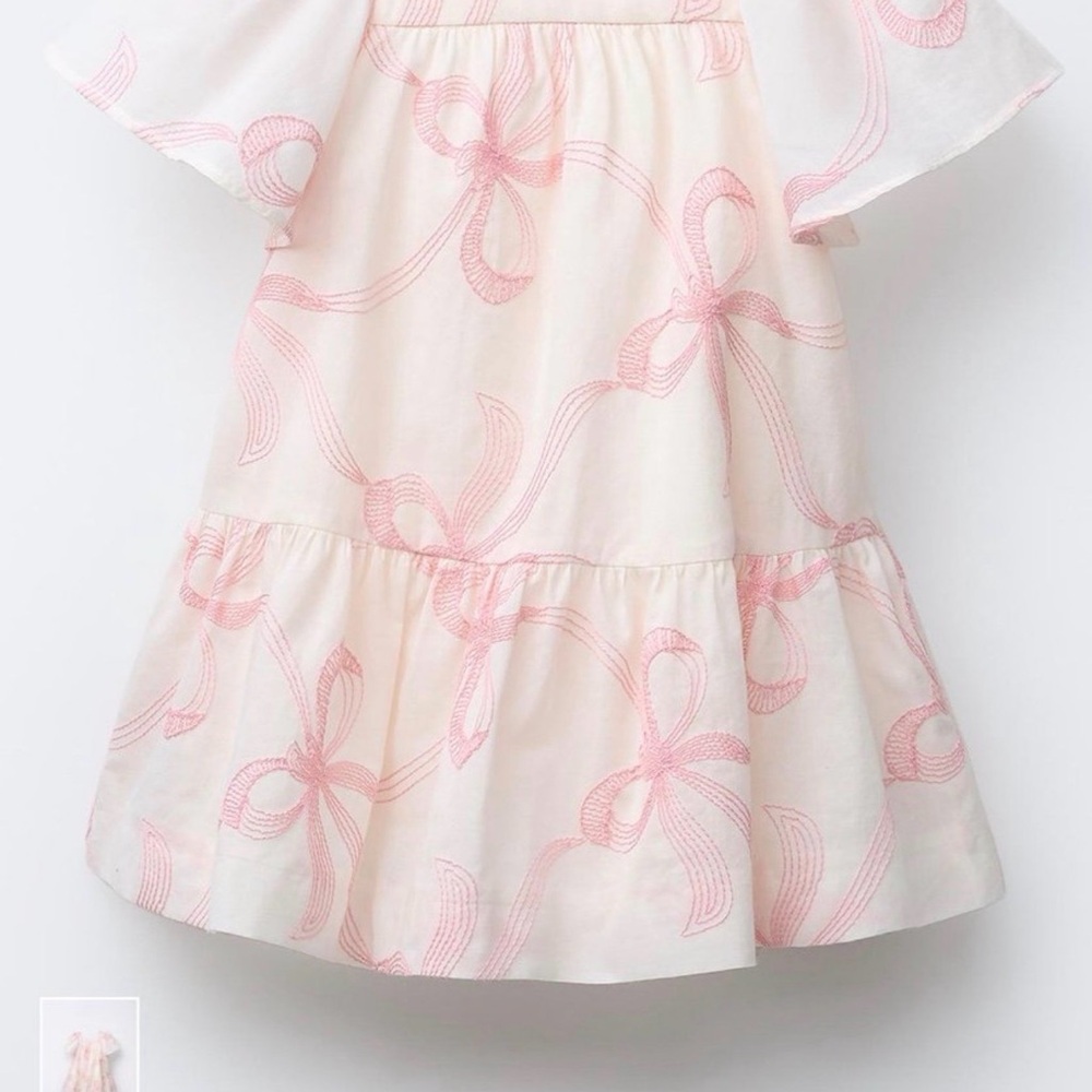 Zara embroidered bow dress